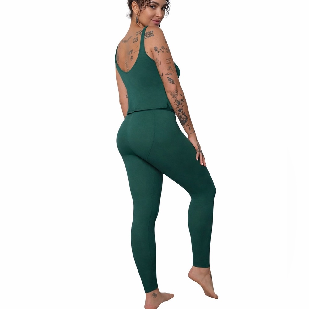 Savage X Fenty Rib Essentials in Botanical Green Tank & Legging Set, Size L, NWT